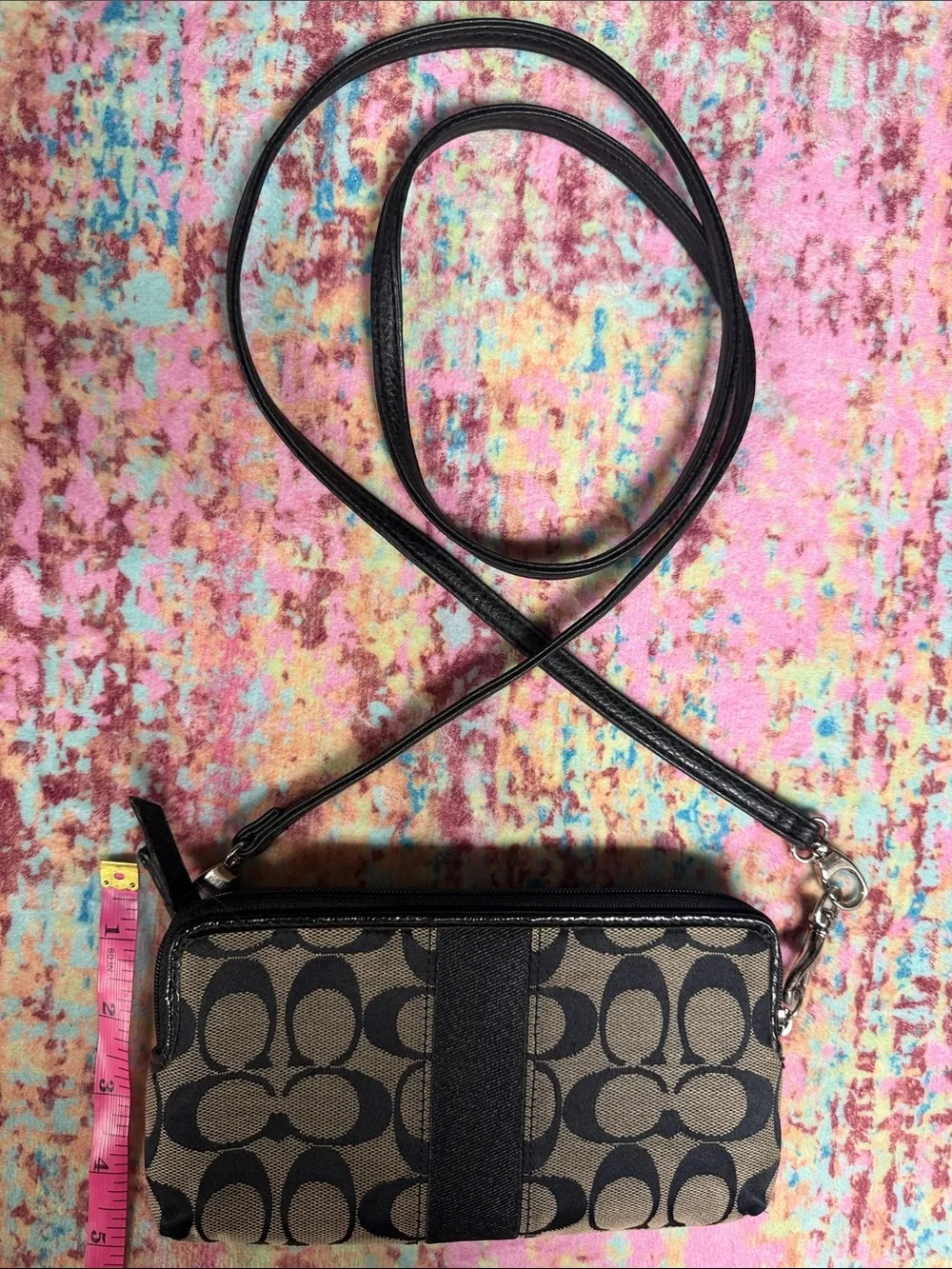 Coach Signature Crossbody in Black and Tan